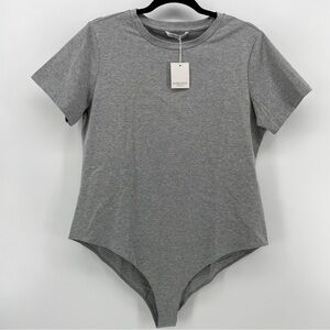 NEW MangoPop Bodysuit Gray Heathered Crewneck XXL